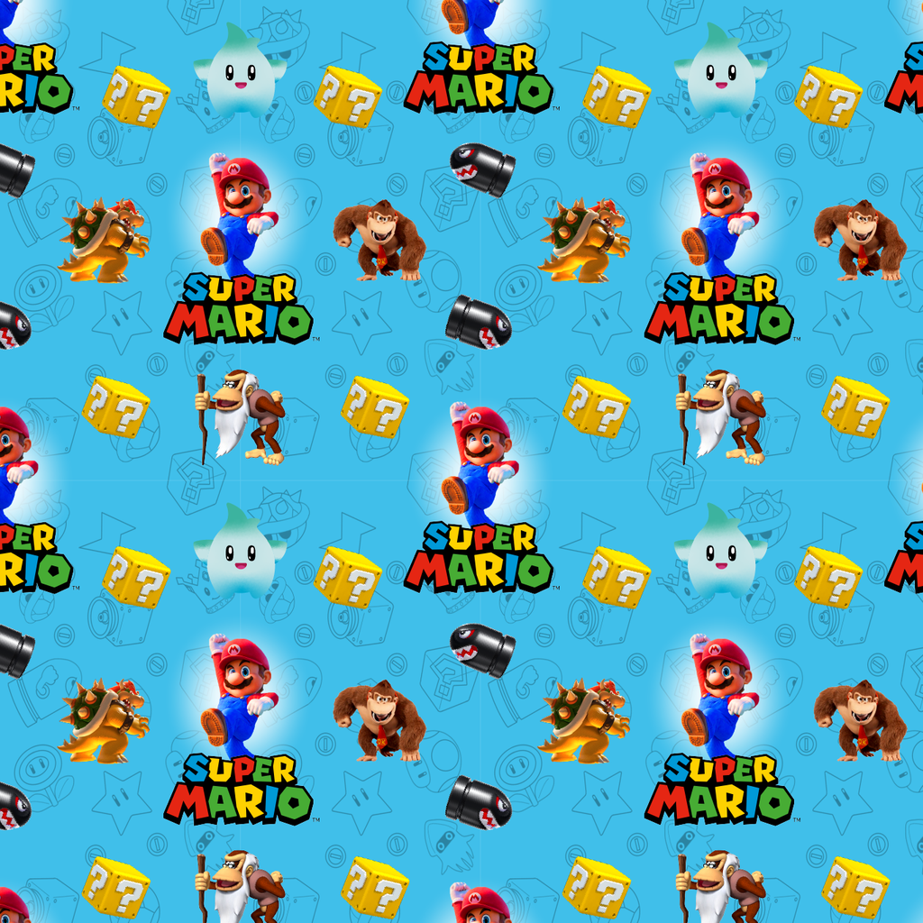 BRUSH ESTAMPADO MARIO BROS FONDO VERDE AGUA
