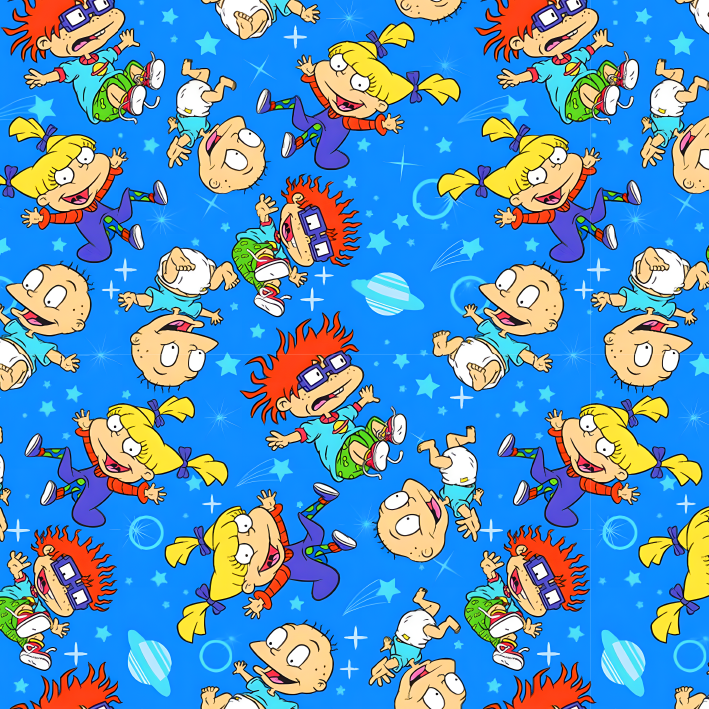 BRUSH ESTAMPADO RUGRATS FONDO ESPACIO AZUL