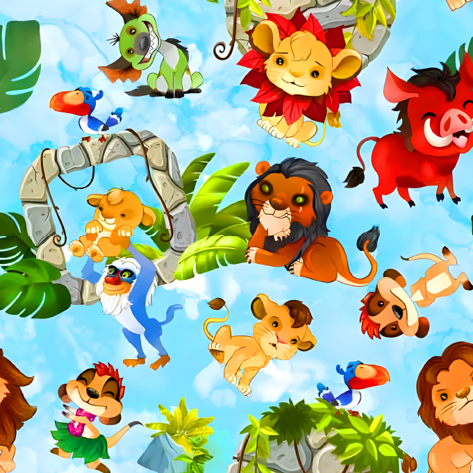 BRUSH ESTAMPADO REY LEON BB FONDO CELESTE