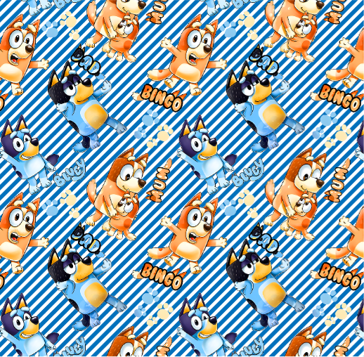 BRUSH ESTAMPADO BLUEY FONDO LINEAS AZULES & BLANCAS