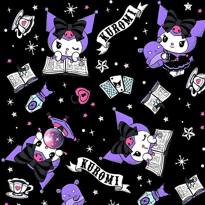 BRUSH ESTAMPADO KUROMI FONDO NEGRO