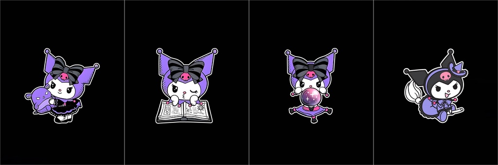 BRUSH ESTAMPADO FRENTES KUROMI FONDO NEGRO NIÑA