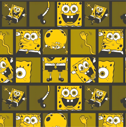 BRUSH ESTAMPADO BOB ESPONJA CUADRADOS MOSTAZA