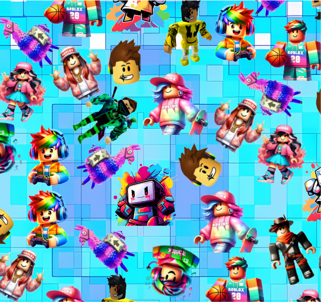 BRUSH ESTAMPADO ROBLOX FONDO TURQUESA