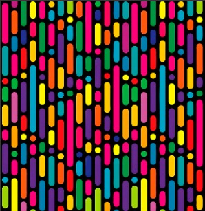 BRUSH ESTAMPADO LINEAS & PUNTOS DE COLORES FONDO NEGRO