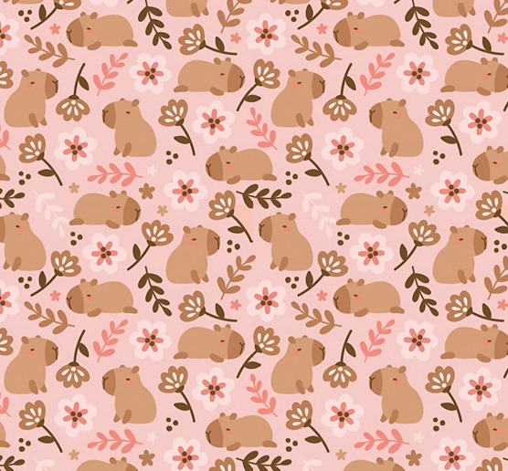 BRUSH ESTAMPADO CAPIBARA FLOR CAFE