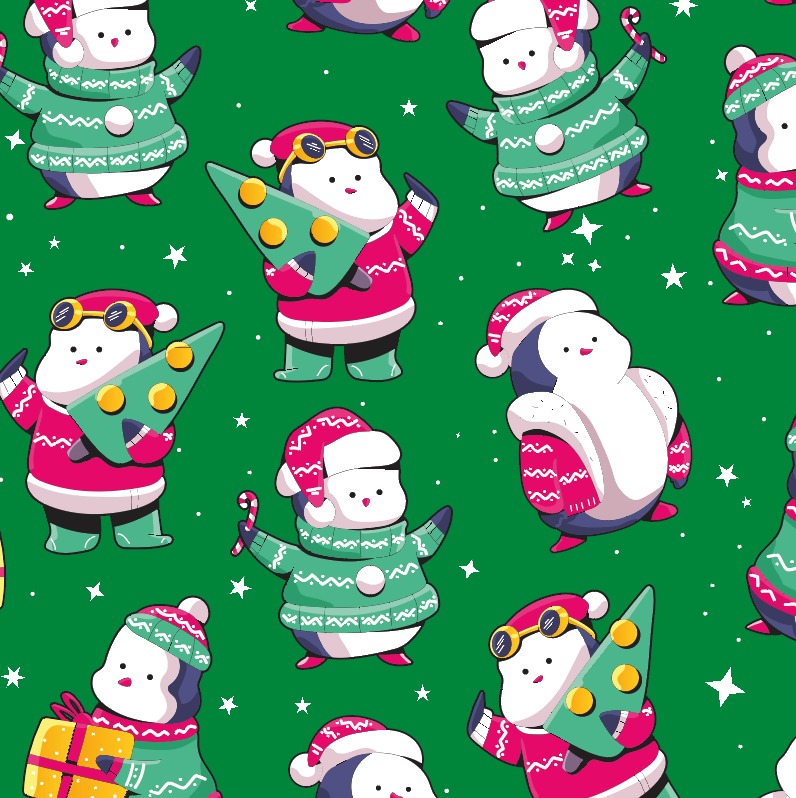 BRUSH ESTAMPADO PINGUINOS NAVIDAD