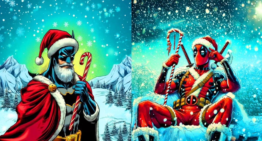 BRUHS ESTAMPADO FRENTES NAVIDAD SUPER HEROES OVERSICE