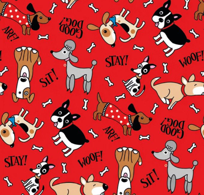 BRUSH ESTAMPADO PERROS BUENOS FONDO ROJO