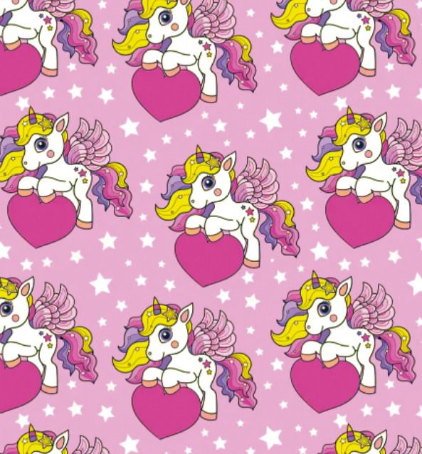 BRUSH ESTAMPADO UNICORNIO FONDO ROSADO CON ESTRELLAS