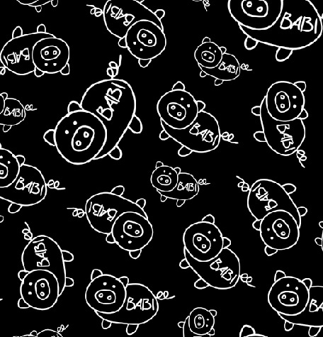 BRUSH ESTAMPADO CHANCHO DIBUJO NEGRO