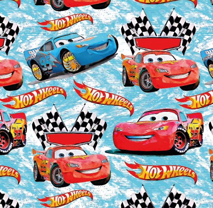 BRUSH ESTAMPADO HOT WHEELS AZUL Y ROJO
