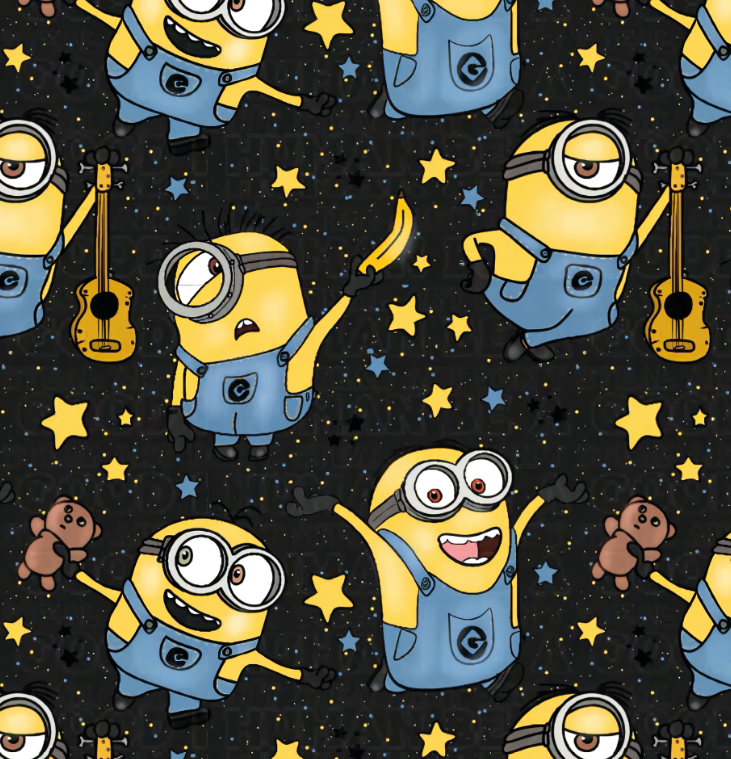 BRUSH ESTAMPADO MINIONS FONDO NEGRO