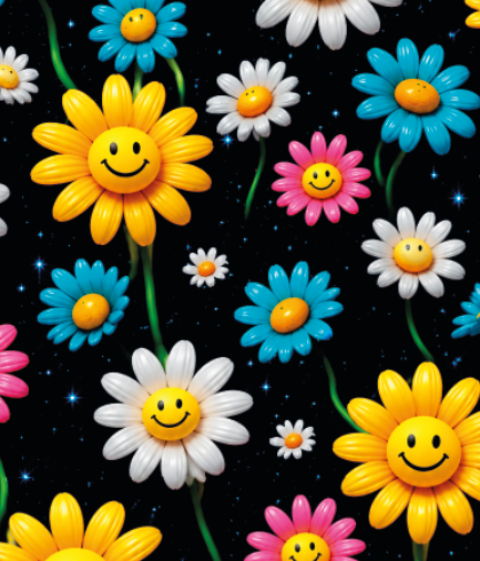 BRUSH ESTAMPADO FLORES SONRIENTES