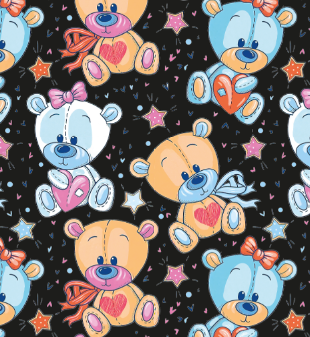 BRUSH ESTAMPADO OSITOS DE PELUCHE ESTRELLAS & CORAZONES