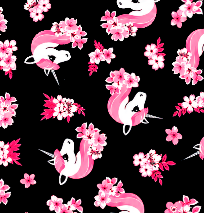 BRUSH ESTAMPADO UNICORNIO ROSA FONDO NEGRO