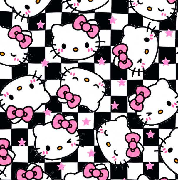 BRUSH ESTAMPADO HELLO KITTY FONDO DE CUADROS CON ESTRELLAS