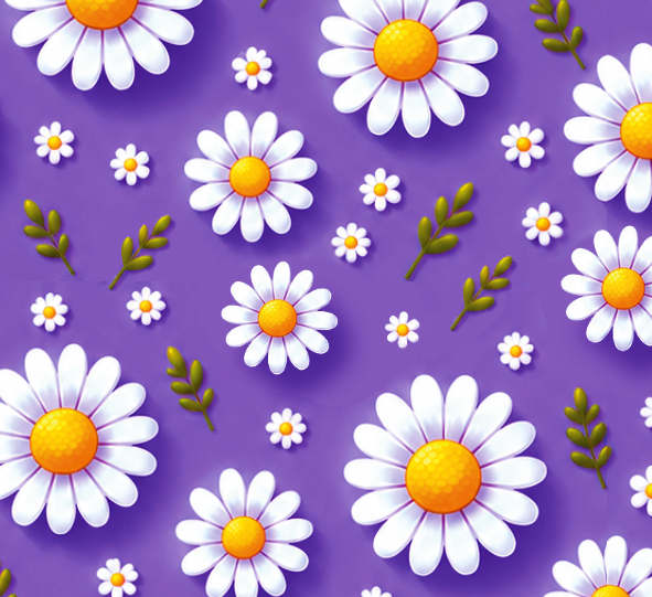 BRUSH ESTAMPADO FLORES BLANCAS FONDO MORADO