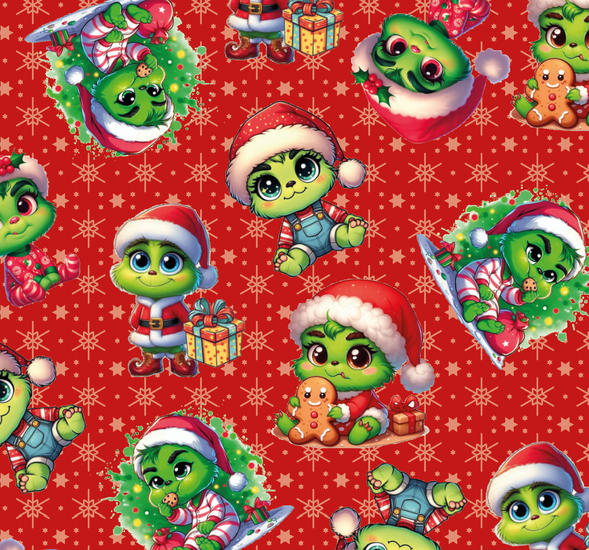 BRUSH ESTAMPADO GRINCH BEBÉ FONDO ROJO