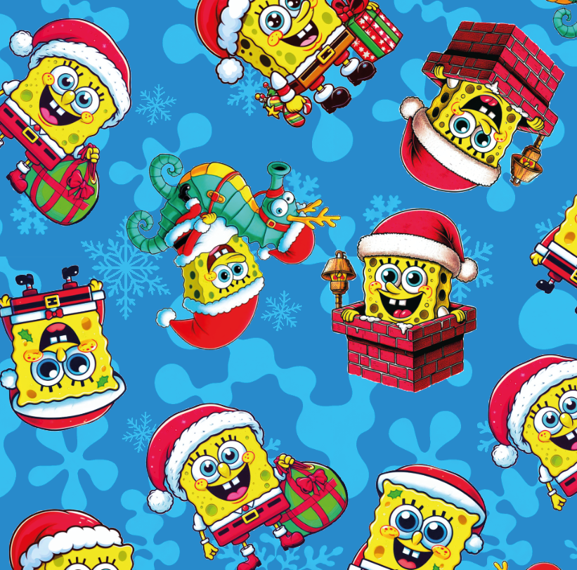 BRUSH ESTAMPADO NAVIDEÑO BOB ESPONJA FONDO AZUL