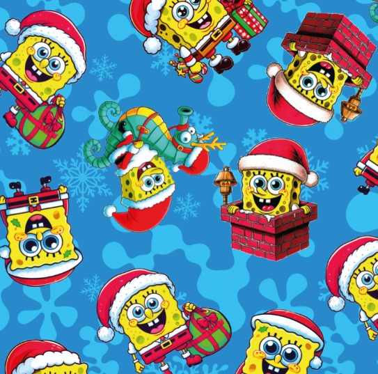 VELVET ESTAMPADO BOB BOB ESPONJA FONDO AZUL