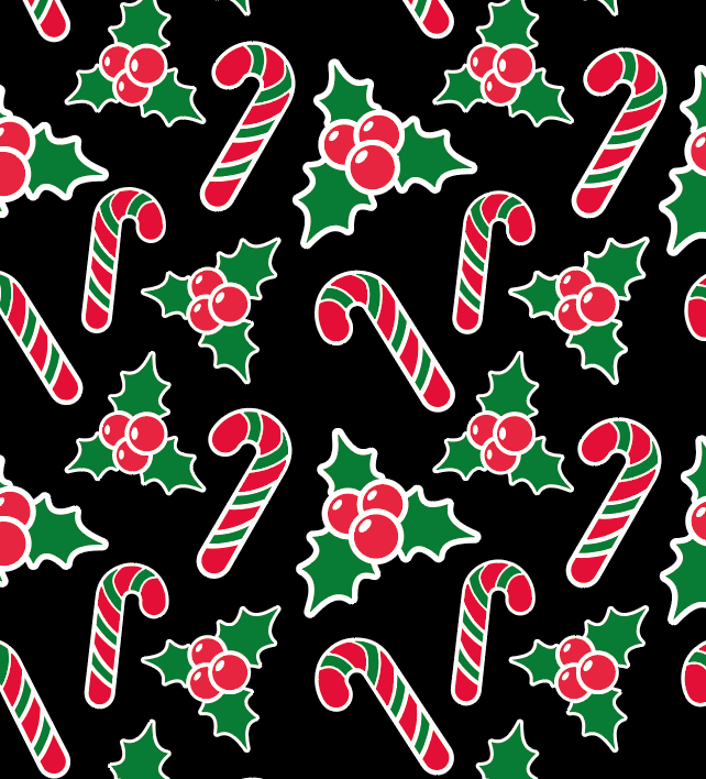 BRUSH ESTAMPADO BASTONES NAVIDEÑOS FONDO NEGRO