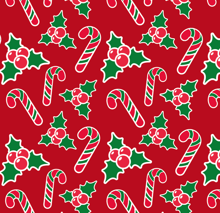 BRUSH ESTAMPADO BASTONES NAVIDEÑOS FONDO ROJO