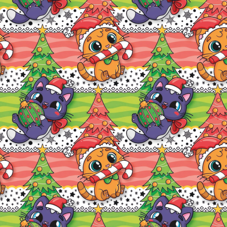 BRUSH ESTAMPADO GATOS NAVIDEÑOS