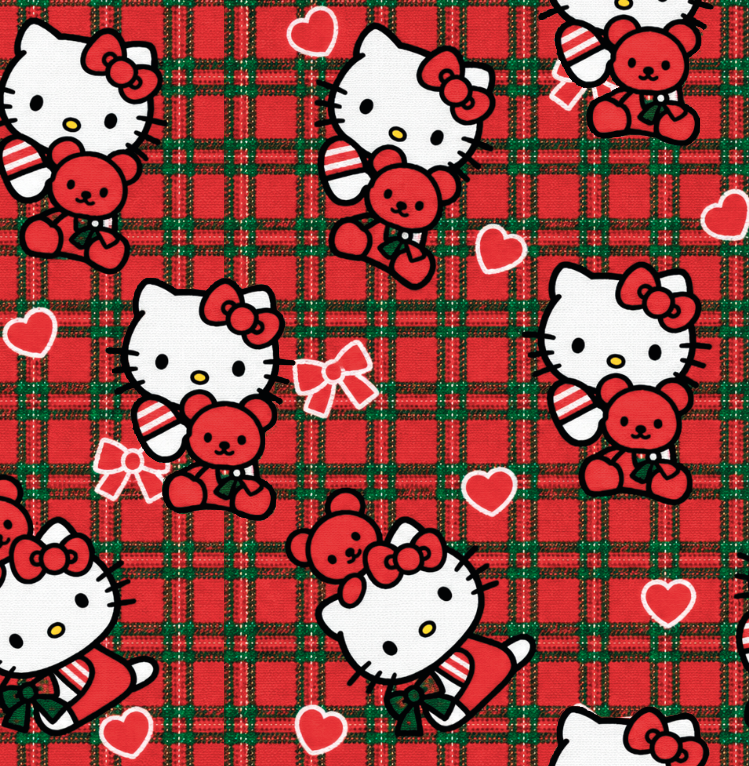 BRUSH ESTAMPADO HELLO KITTY FONDO CUADROS ROJOS