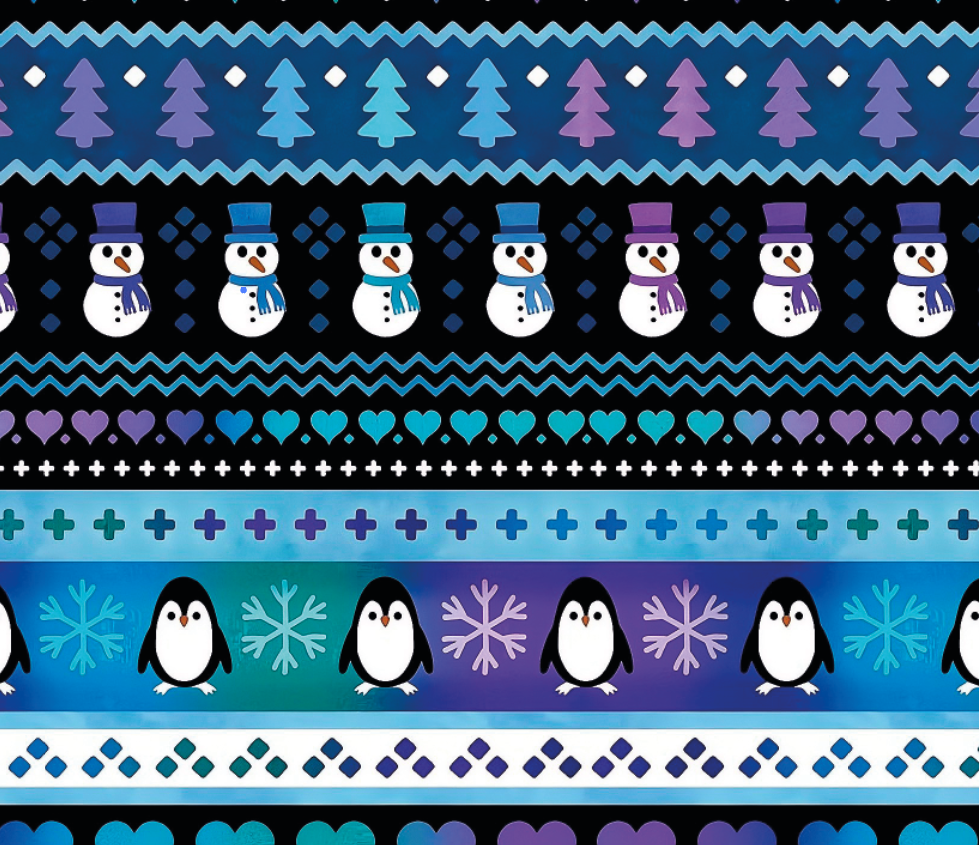 BRUSH ESTAMPADO PINGUINOS & MUÑECOS DE NIEVE CON FORMAS