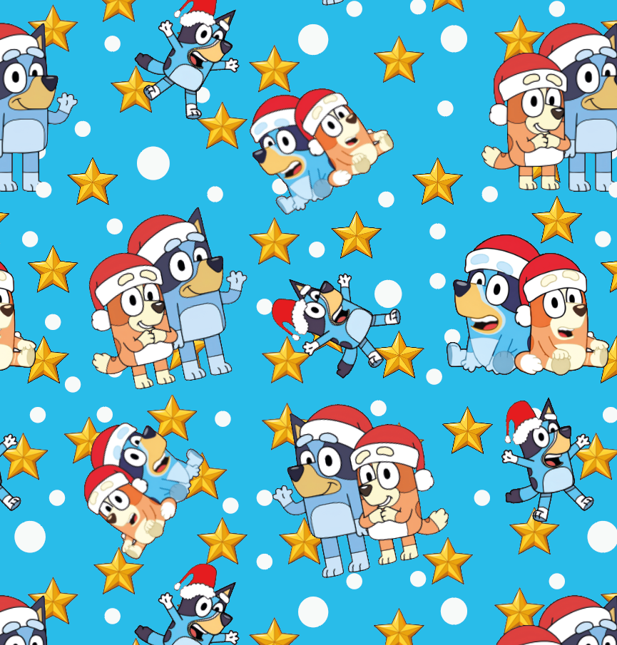 BRUSH ESTAMPADO BLUEY & BINGO FONDO CON ESTRELLAS