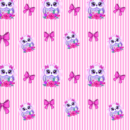 [ABU1000] BRUSH ESTAMPADO BUHO BLANCO CON FONDO LILA