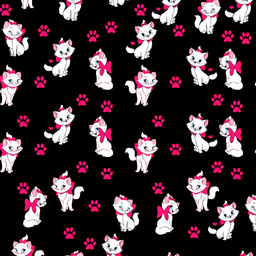 [DGM1002] BRUSH ESTAMPADO GATA MARIE FONDO NEGRO