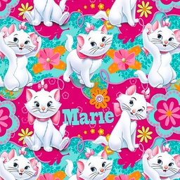 [DGM1003] BRUSH ESTAMPADO GATA MARIE FONDO TURQUESA & FUCSIA