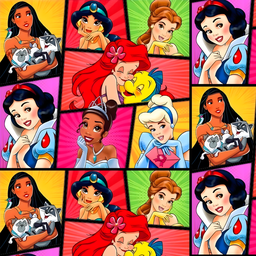 [DPD1003] BRUSH ESTAMPADO PRICESAS DE DISNEY CUADROS DE COLORES