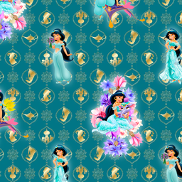 [DPJ1000] BRUSH ESTAMPADO PRINCESA JASMINE FONDO JADE