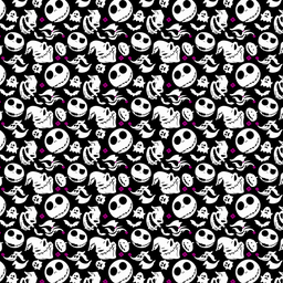 [HJK1001] BRUSH ESTAMPADO JACK SKELLINGTON CARAS FONDO NEGRO