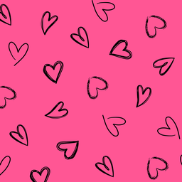[STC1001] SATIN ESTAMPADO CORAZONES NEGROS FONDO FUCSIA