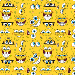 [STB1000] SATIN ESTAMPADO BOB ESPONJA CARAS FONDO AMARILLO