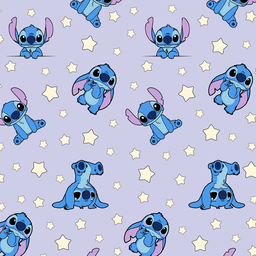 [STS1000] SATIN ESTAMPADO STITCH FONDO LILA