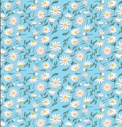 [FLO1002] BRUSH ESTAMPADO MARGARITAS FONDO CELESTE