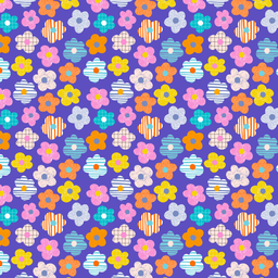 [FLO1008] BRUSH ESTAMPADO FLORES DE COLORES FONDO LILA