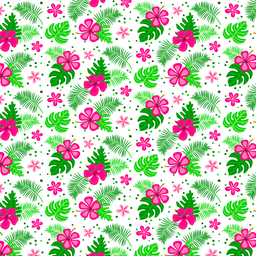 [FLO1012] BRUSH ESTAMPADO FLORES ROSADAS Y HOJAS VERDES