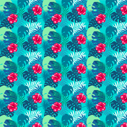 [FLO1025] BRUSH ESTAMPADO FLORES DE AMAPOLA ROJAS & HOJAS VERDES