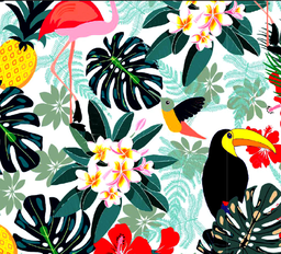 [FLO1067] BRUSH ESTAMPADO FLORES & TUCANES