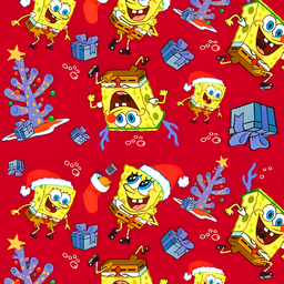 [NBO1001] BRUSH ESTAMPADO NAVIDEÑO BOB ESPONJA FONDO ROJO