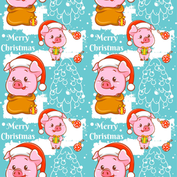 [NCE1001] BRUSH ESTAMPADO CERDITOS FONDO CELESTE