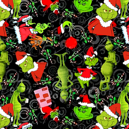 [NGR1004] BRUSH ESTAMPADO NAVIDEÑO GRINCH COLLAGE FONDO NEGRO
