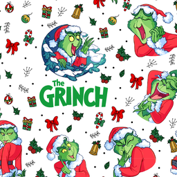 [NGR1005] BRUSH ESTAMPADO NAVIDEÑO NAVIDEÑO GRINCH FONDO BLANCO