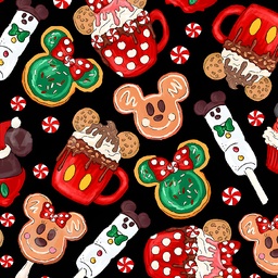 [NMK1017] BRUSH ESTAMPADO NAVIDEÑO GALLETAS FONDO NEGRO